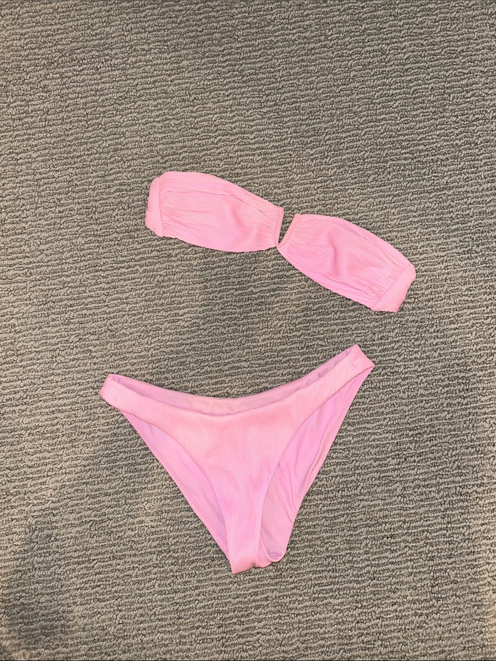 Kulani Kinis Pink Ribbed Bandeau Bikini